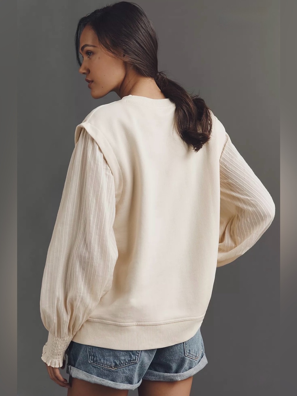 By ANTHROPOLOGIE Floral Cutwork Pullover Cream Top Womens Size Medium - Picture 2 of 15